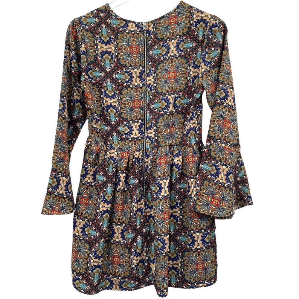 ONE Clothing Multicolor Print Long Sleeve Mini Dress Size S - Picture 2 of 5